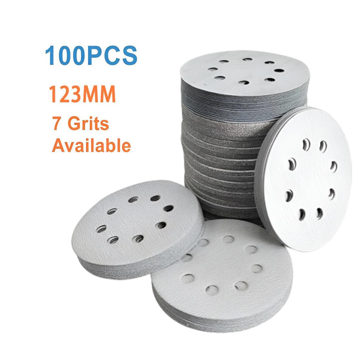 100x 123mm 6/8-Hole Sanding Discs Hook Loop Orbital Sander Pads 80 120 240 Grit - 80 Grits（6-Hole）