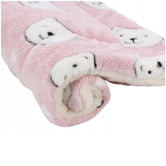 L Size Puppy Dog Cat Cushion Mattress Blanket Bed Soft Warm Pad Winter Kennel House - Pink Bear