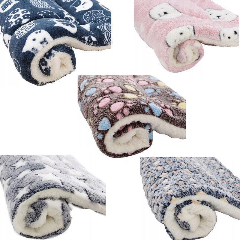 M Size Puppy Dog Cat Cushion Mattress Blanket Bed Soft Warm Pet Pad Winter Kennel House - Blue Whitestar