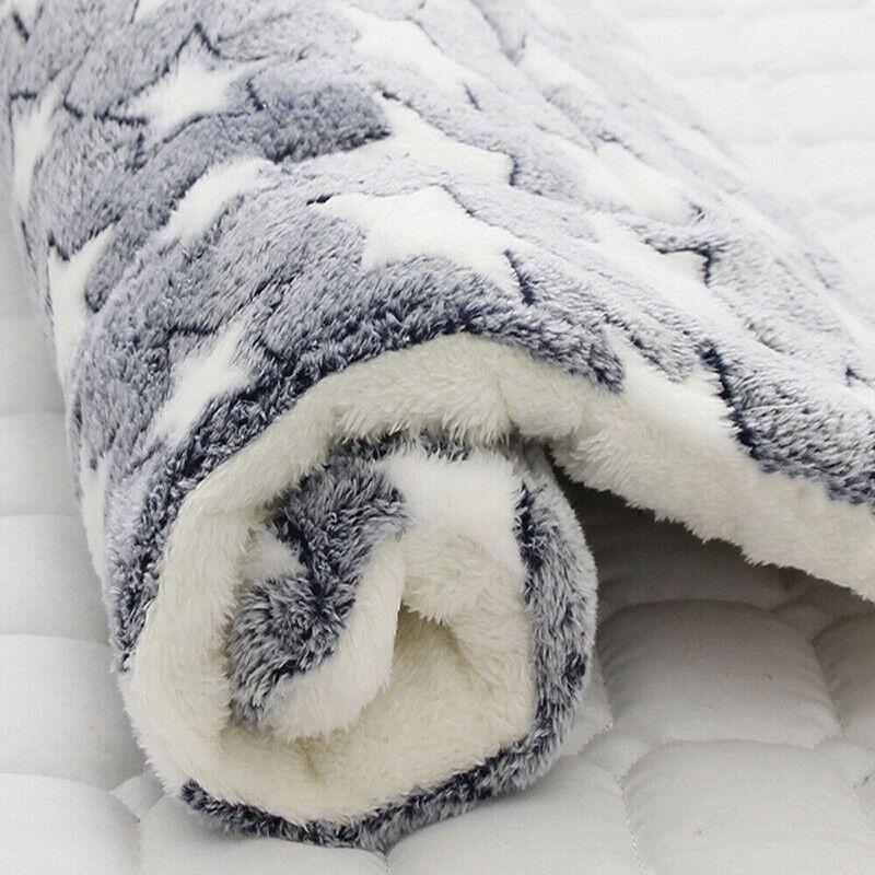 M Size Puppy Dog Cat Cushion Mattress Blanket Bed Soft Warm Pet Pad Winter Kennel House - Blue Whitestar