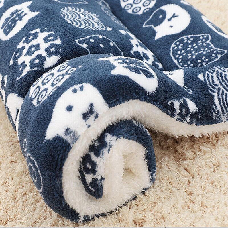 M Size Puppy Dog Cat Cushion Mattress Blanket Bed Soft Warm Pet Pad Winter Kennel House - Blue Whitestar