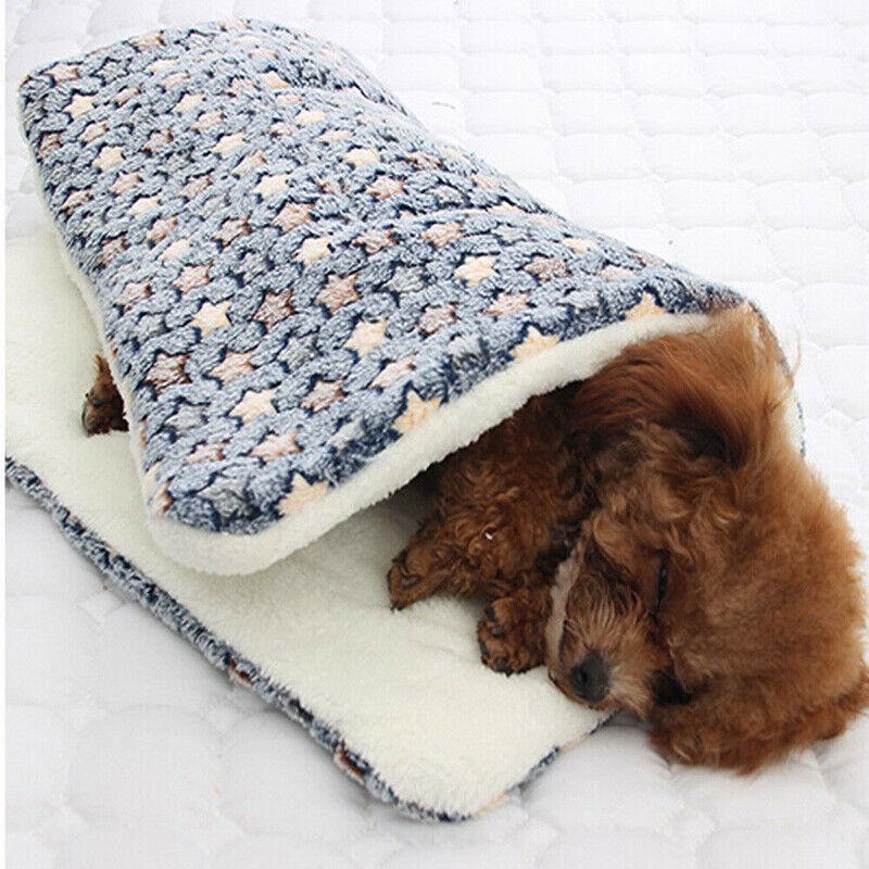M Size Puppy Dog Cat Cushion Mattress Blanket Bed Soft Warm Pet Pad Winter Kennel House - Blue Whitestar
