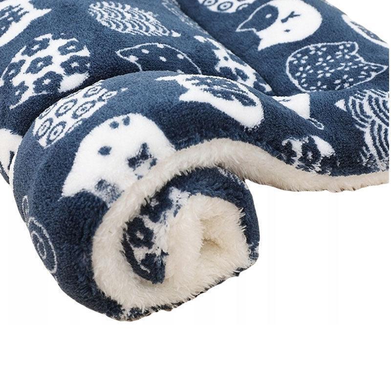 M Size Puppy Dog Cat Cushion Mattress Blanket Bed Soft Warm Pet Pad Winter Kennel House - Blue Whitestar