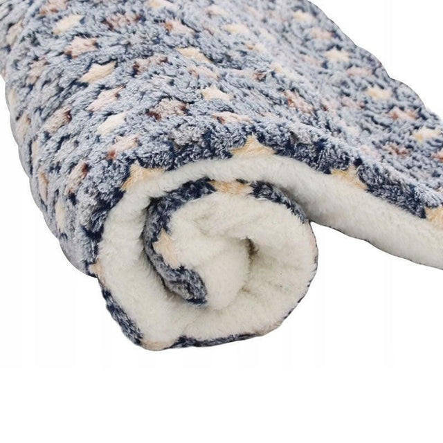 L Size Puppy Dog Cat Cushion Mattress Blanket Bed Soft Warm Pad Winter Kennel House - Blue Brownstar