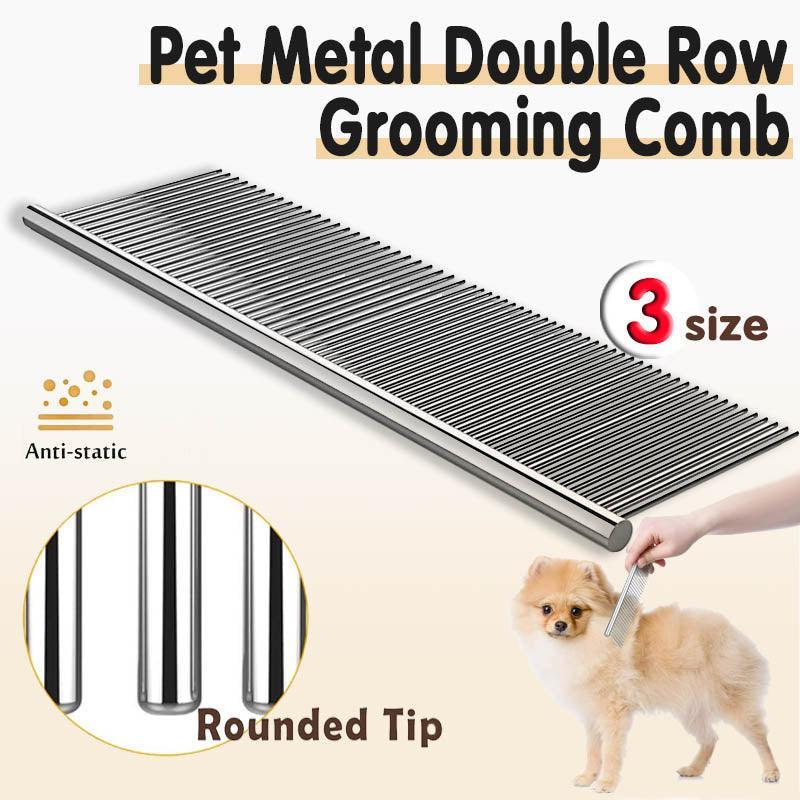 Stainless Steel Teeth Metal Comb Brush Pet Cat Dog Hair Grooming Trimmer Round - M:19*3.5CM