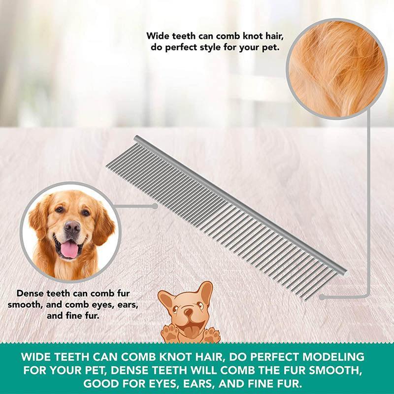 Stainless Steel Teeth Metal Comb Brush Pet Cat Dog Hair Grooming Trimmer Round - M:19*3.5CM