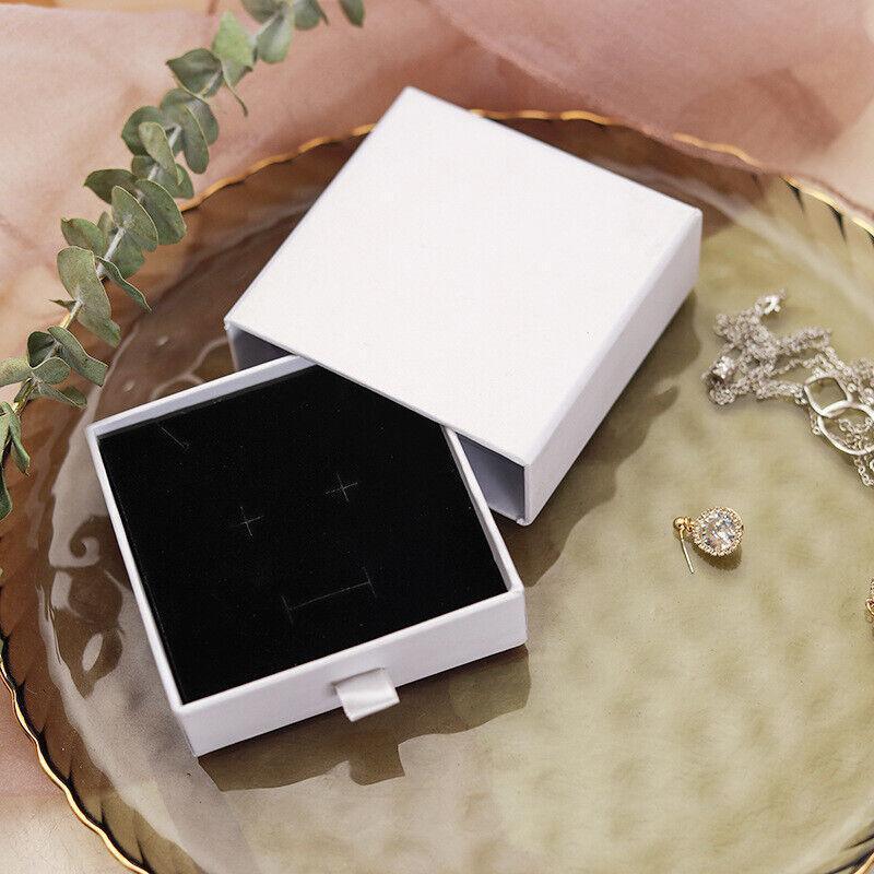 Cardboard Jewellery Gift Boxes Drawer Style Necklace Ring Earring Pendant Bracelet Case - Pink