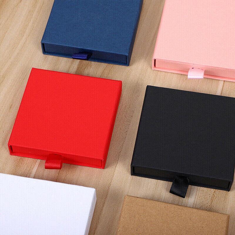 Cardboard Jewellery Gift Boxes Drawer Style Necklace Ring Earring Pendant Bracelet Case - Pink