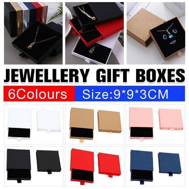 Cardboard Jewellery Gift Boxes Necklace Ring Earring Pendant Bracelet Case - Red