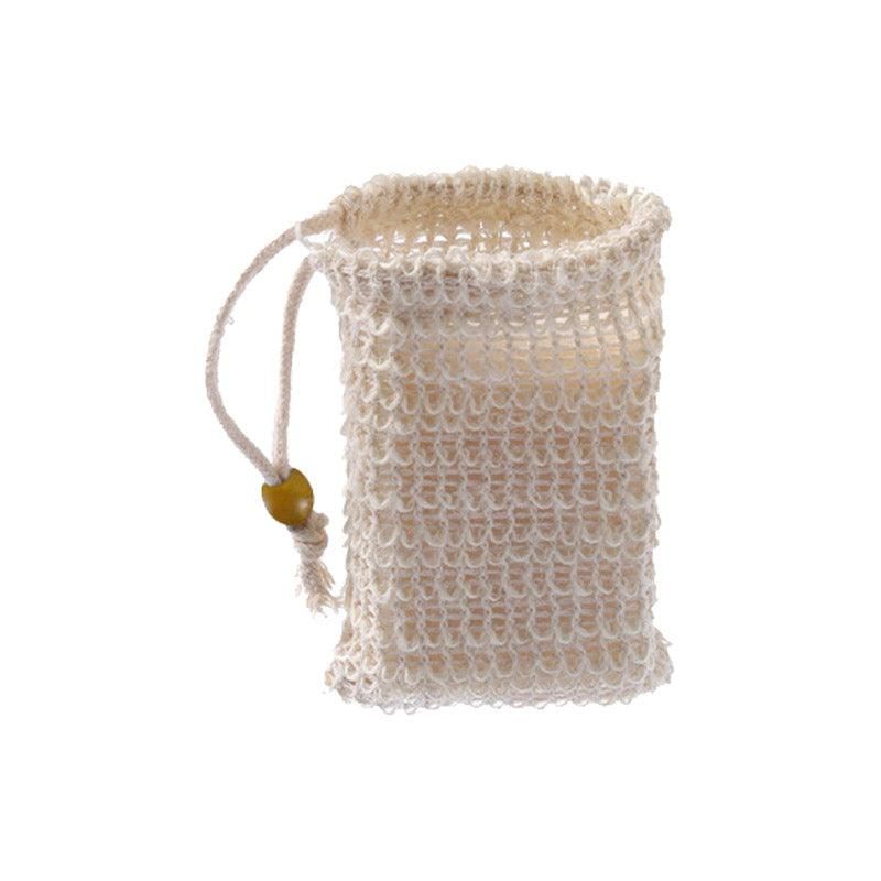 Flax Soap Saver Bag with Foaming Mesh and Drawstring for Exfoliating - 1PC