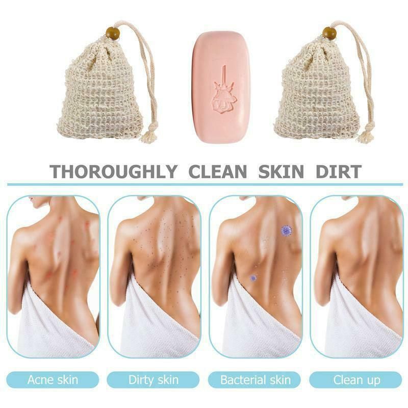 Flax Soap Saver Bag with Foaming Mesh and Drawstring for Exfoliating - 1PC