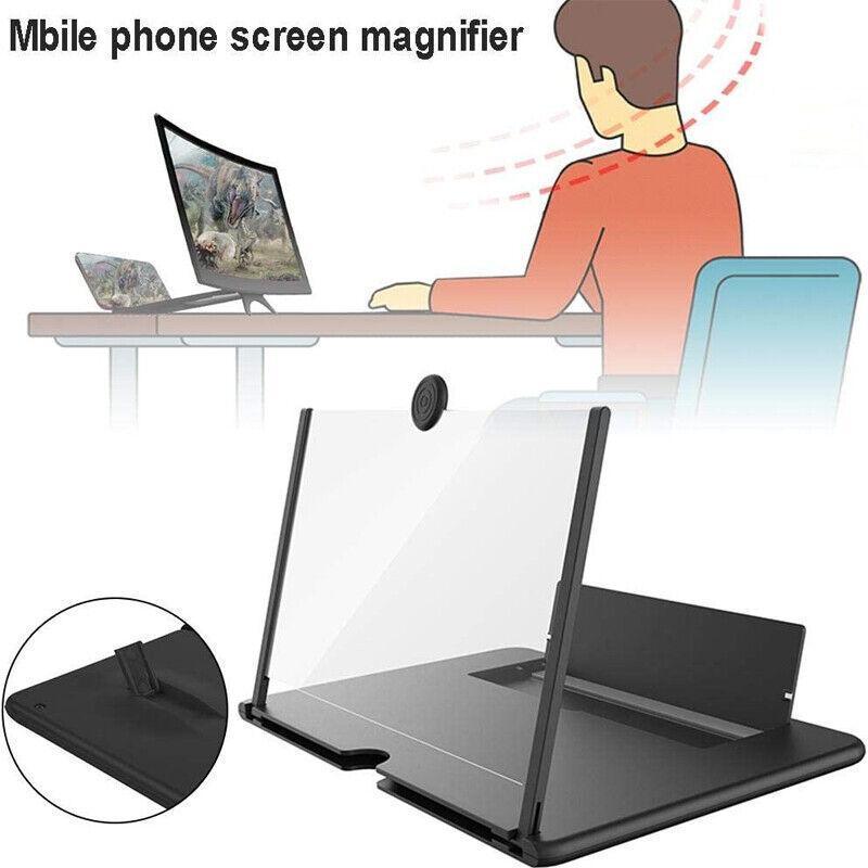 12 Inch Phone Screen Magnifier Folding Amplifier Stand Adjustable 3D Holder - White