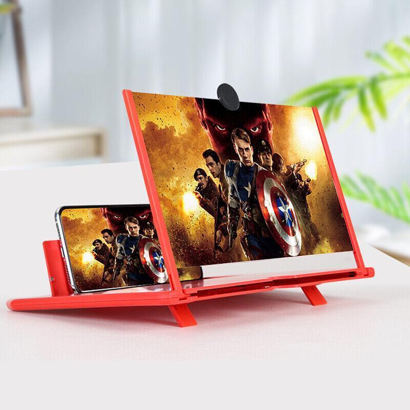 12 Inch Phone Screen Magnifier Folding Amplifier Stand Adjustable 3D Holder - White