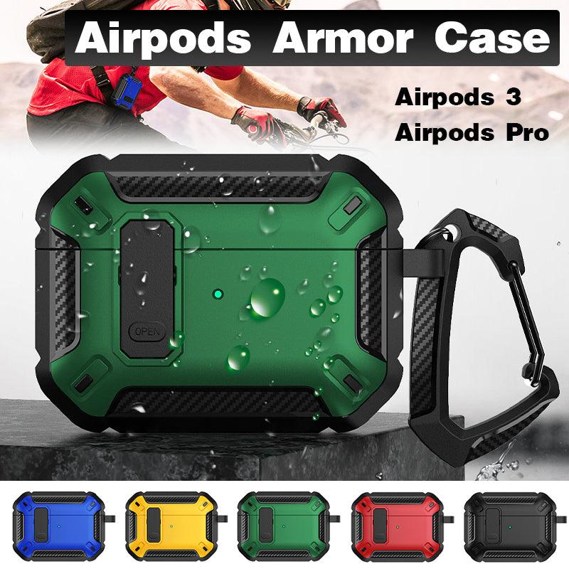 For Apple AirPods pro and pro2 Case Armor Earphone Heavy Duty Shockproof Cover - Black&Green For Airpods Pro