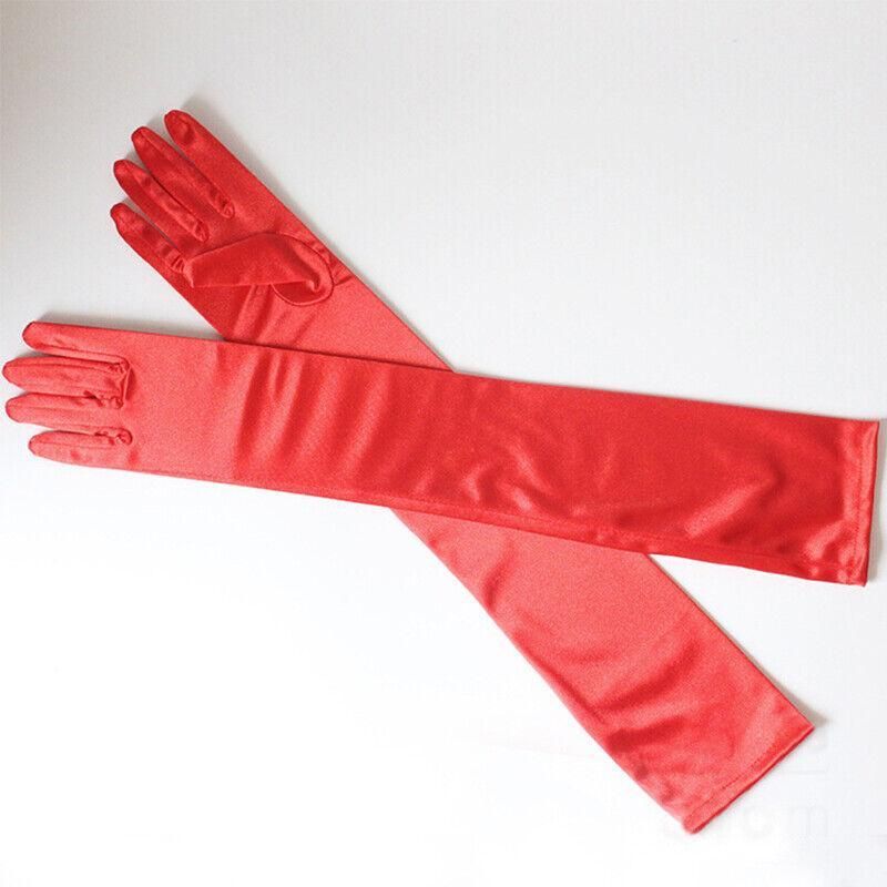 Elegant Long Satin Evening Gloves Formal Dress Accessory for Opera Prom Party Women - Black