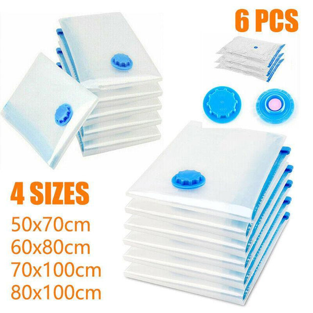 6PCS Vacuum Storage Bags Clothes Space Saver Organiser Seal 4 - 60x80CM-6PCS
