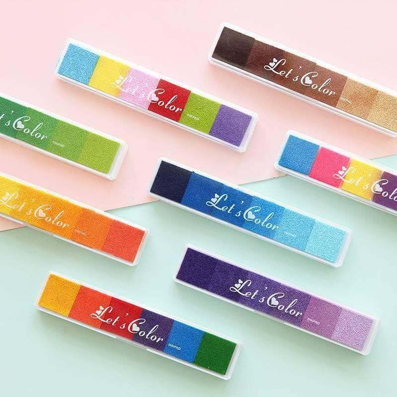 Gradient Color Ink Pad Inkpad Rubber Stamp Water Based Diy Finger Print 10 Colours - S3 Brown