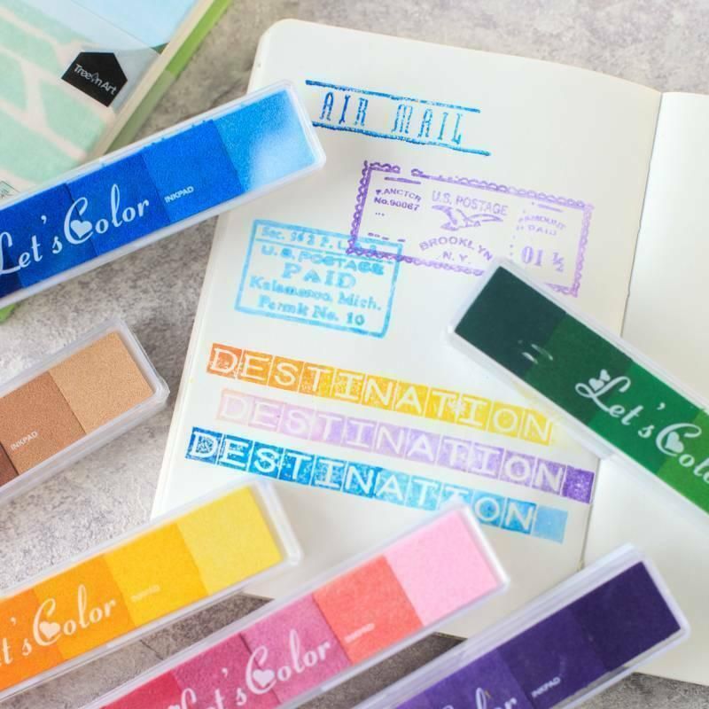 Gradient Color Ink Pad Inkpad Rubber Stamp Water Based Diy Finger Print 10 Colours - S3 Brown