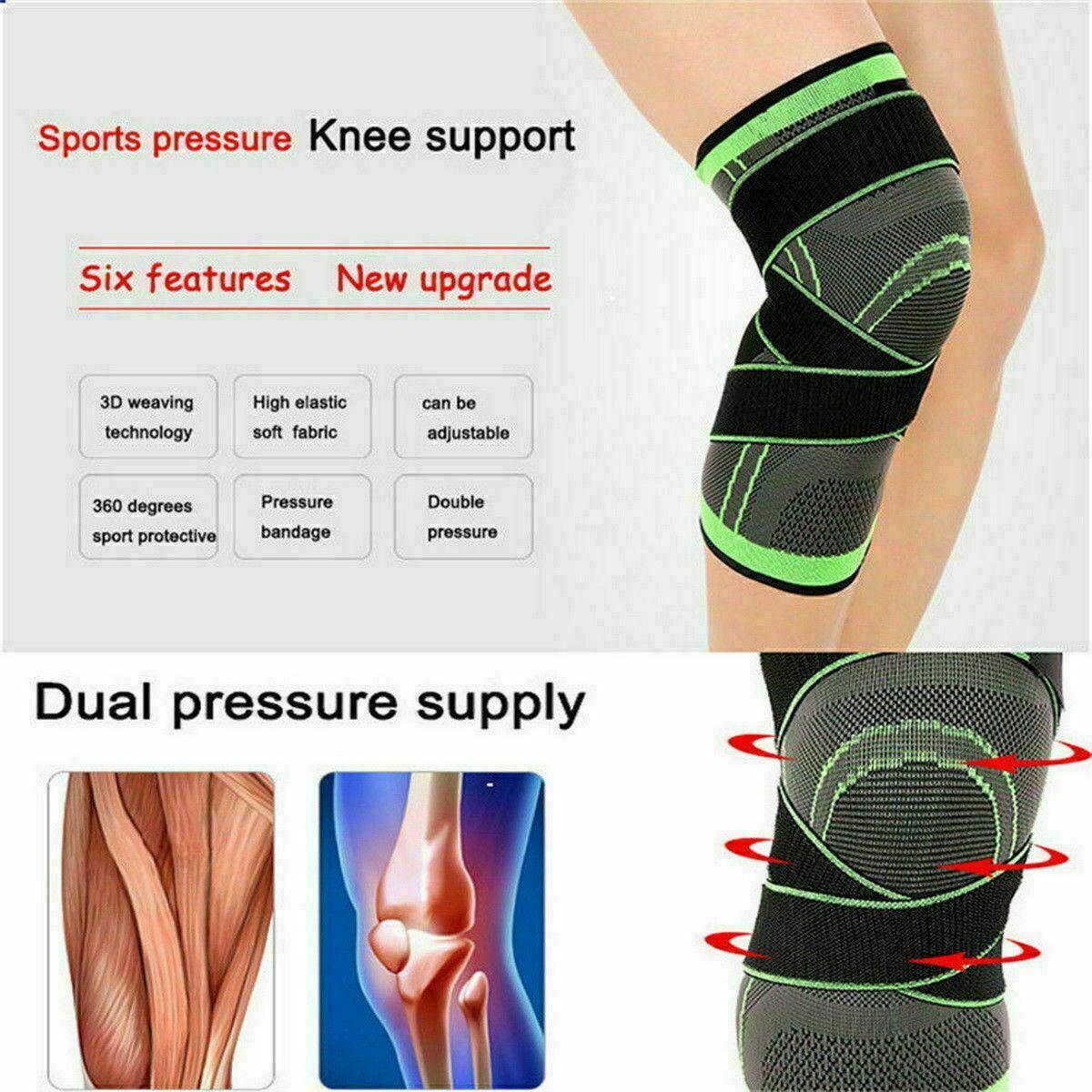 3D Weaving Knee Brace Breathable Sleeve Support Running Jogging Joint Pain Leg Black - Black-M