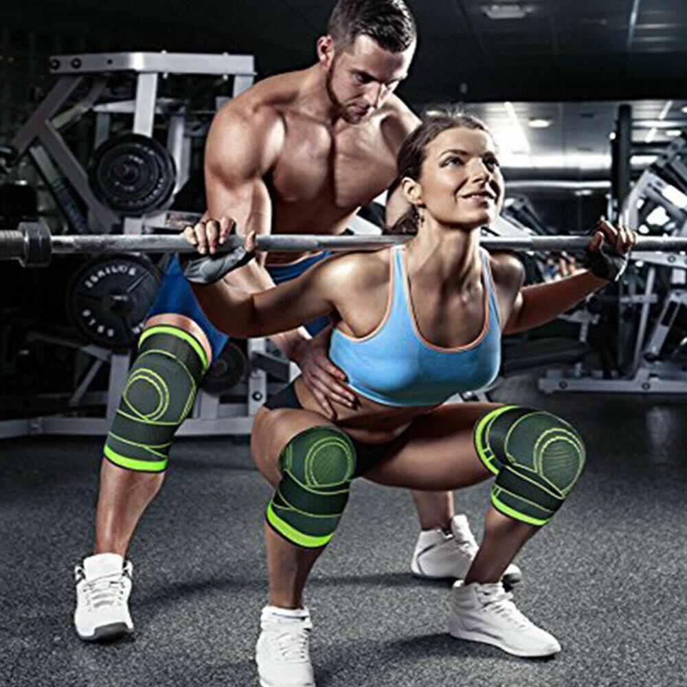 3D Weaving Knee Brace Breathable Sleeve Support Running Jogging Joint Pain Leg Green - Green-M