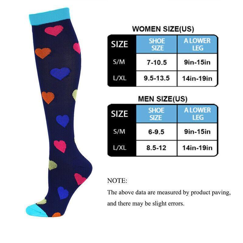 S/M Compression Socks Women Men Nursing Travel Stocking Sport Running - Black