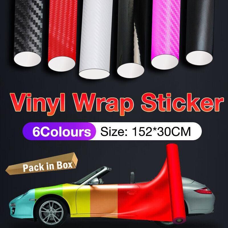 152 x 30CM Car Vinyl Wrap Carbon Fiber Matt Satin Glossy Multi Color Car Tint Car Sticker - Glossy Black