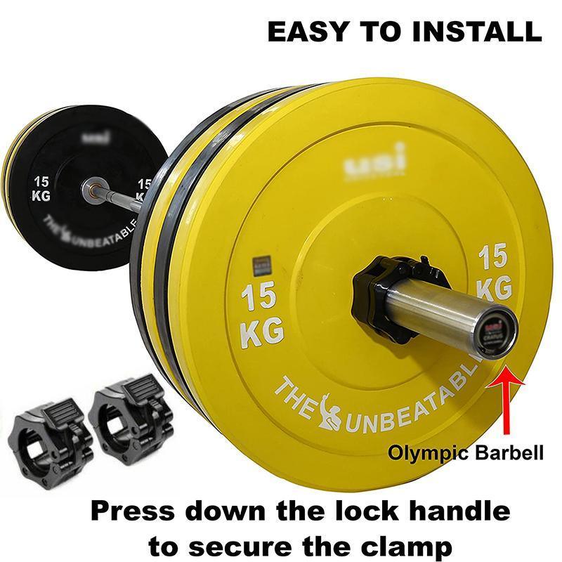 50mm Barbell Clamp Collar Clip Olympic Weightlifting Lift Spring Lock - Black