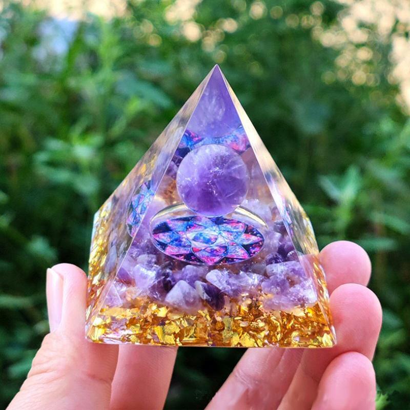 Amethyst Crystal Sphere Orgonite Pyramidamp Obsidians - Black Brown(60mmx60mm)