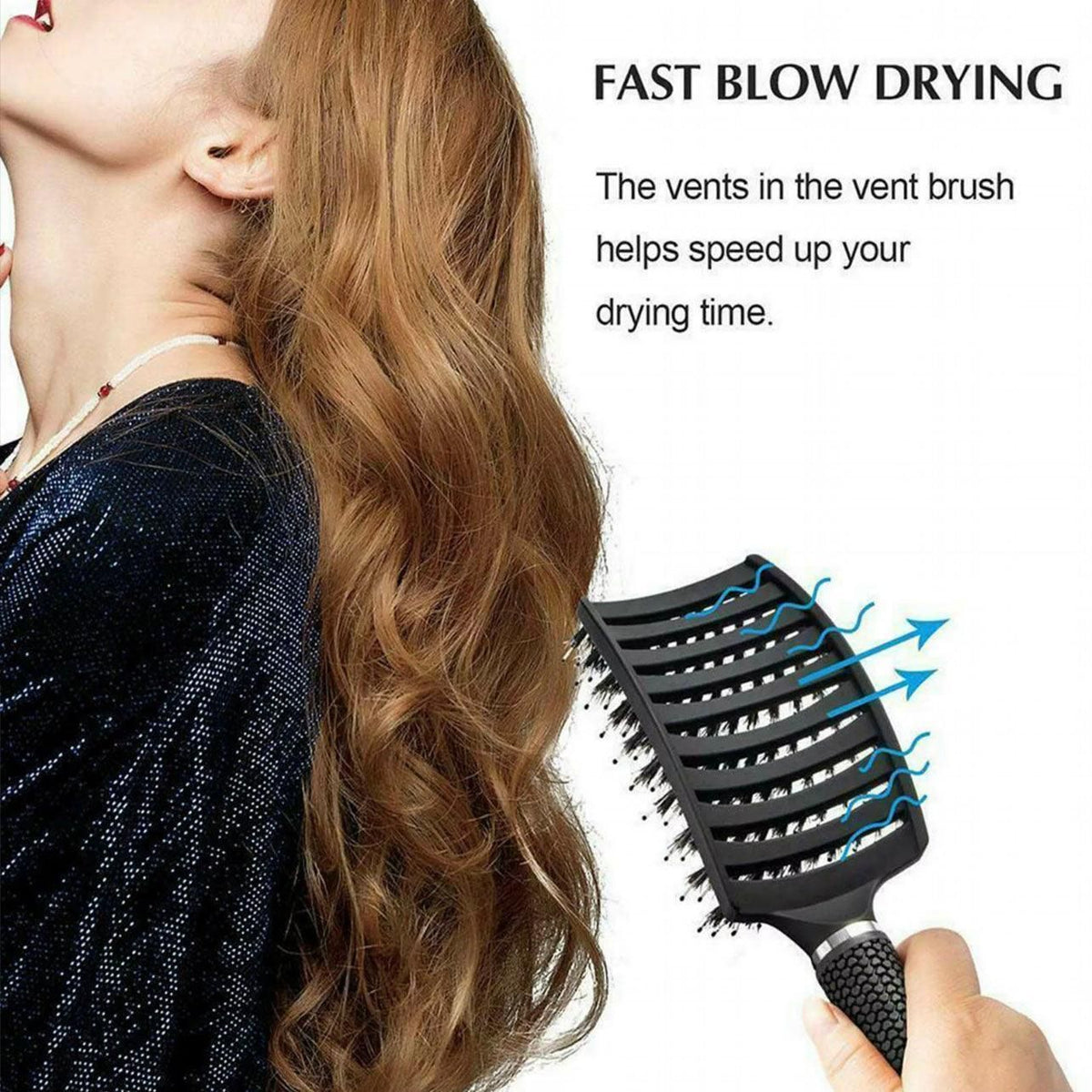 Detangle Nylon Boar Bristle Brush Hairbrush Smooth Hair Head Scalp Massage Comb - Purple *1 Unit