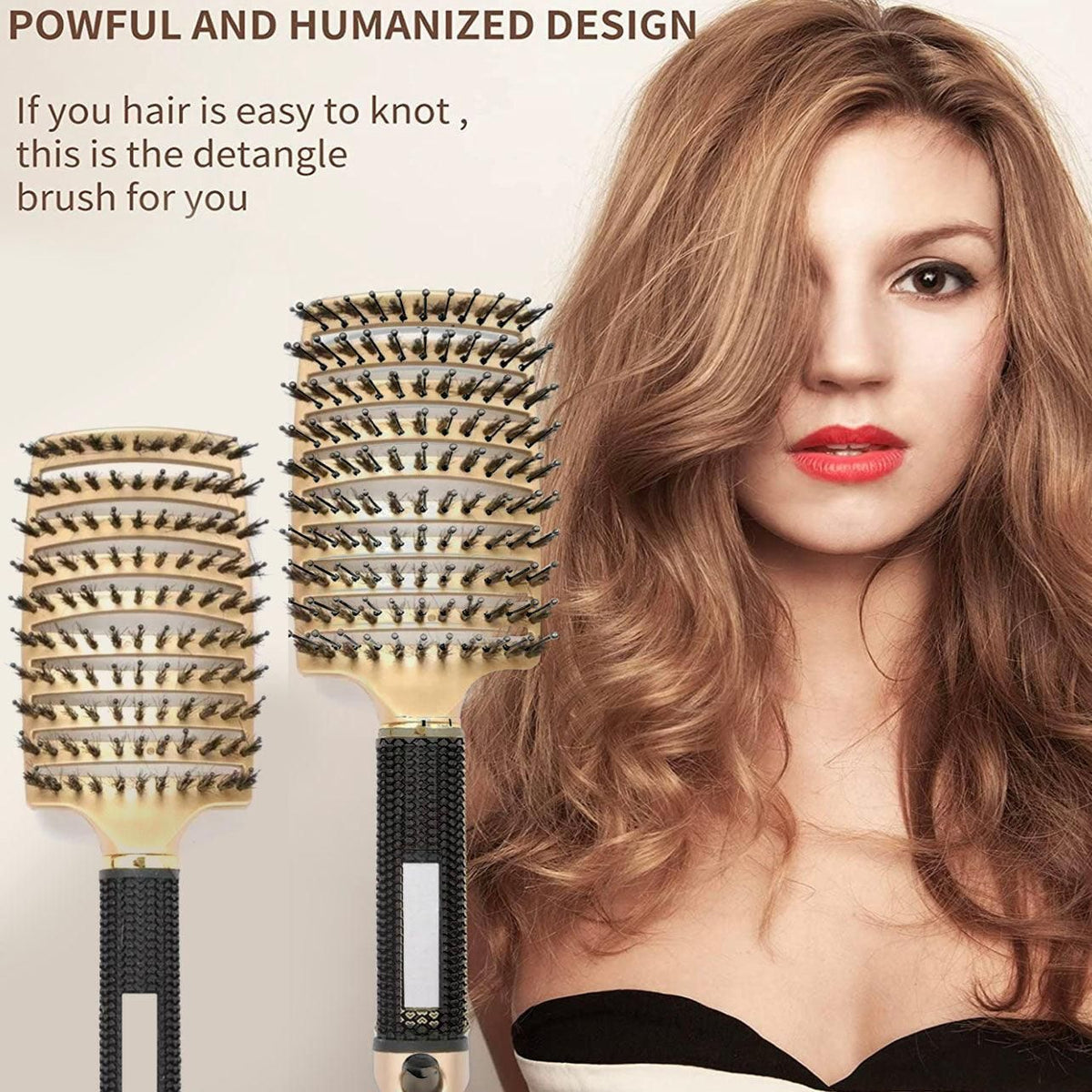 Detangle Nylon Boar Bristle Brush Hairbrush Smooth Hair Head Scalp Massage Comb - Purple *1 Unit