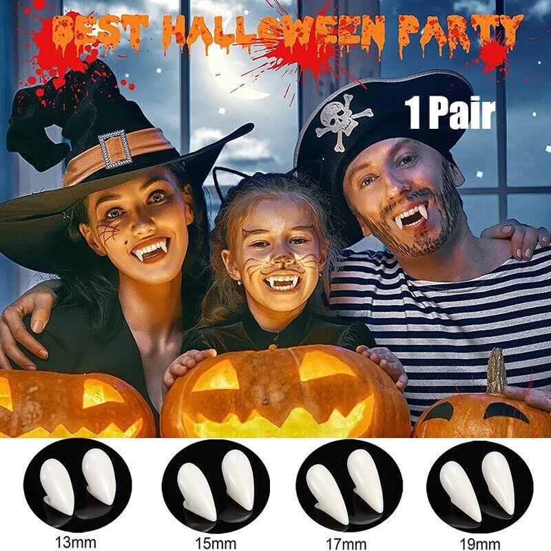 Cosplay Vampire Fangs Fake Teeth for Halloween Costume Party Dress Up 2PCS Prop Set - 15mm-1Piar