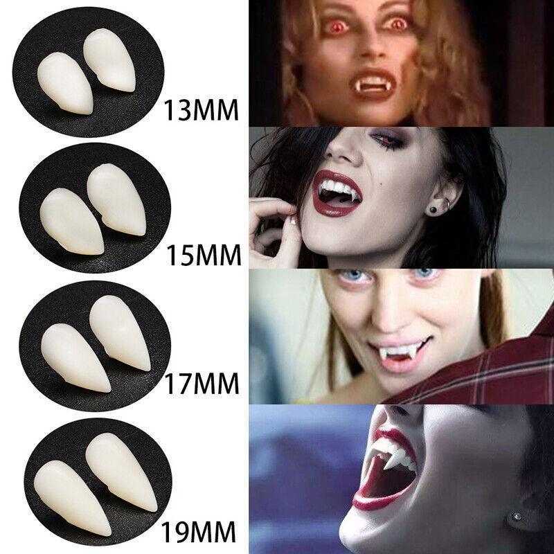 Cosplay Vampire Fangs Fake Teeth for Halloween Costume Party Dress Up 2PCS Prop Set - 15mm-1Piar