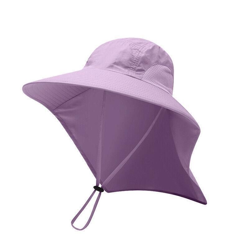 1x Neck Flap Cap Unisex Outdoor Sport Fishing Hat Sun Protection Wide Brim Cover - Purple