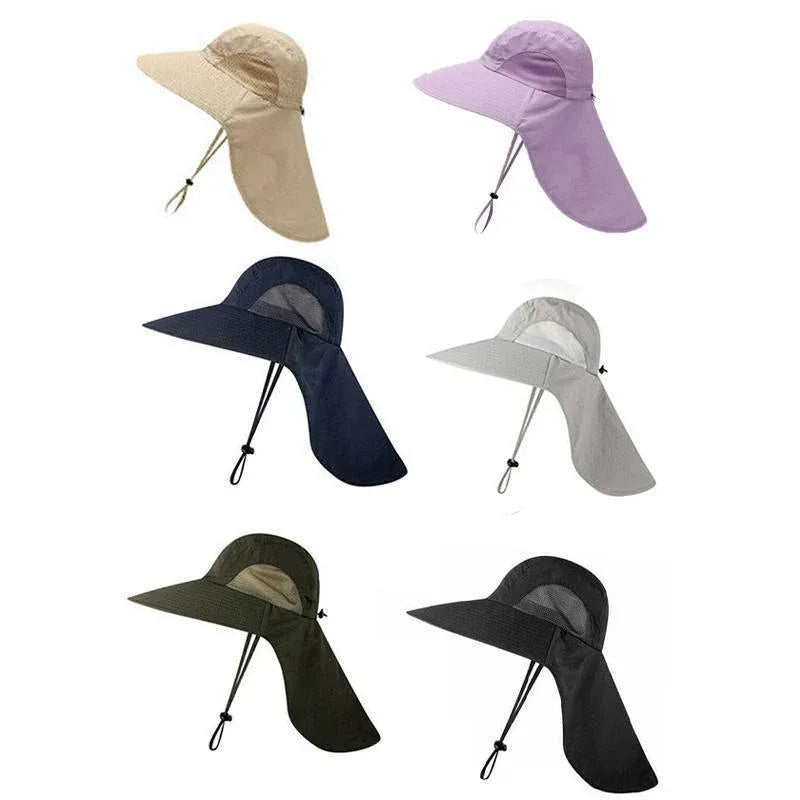 1x Neck Flap Cap Unisex Outdoor Sport Fishing Hat Sun Protection Wide Brim Cover - Purple