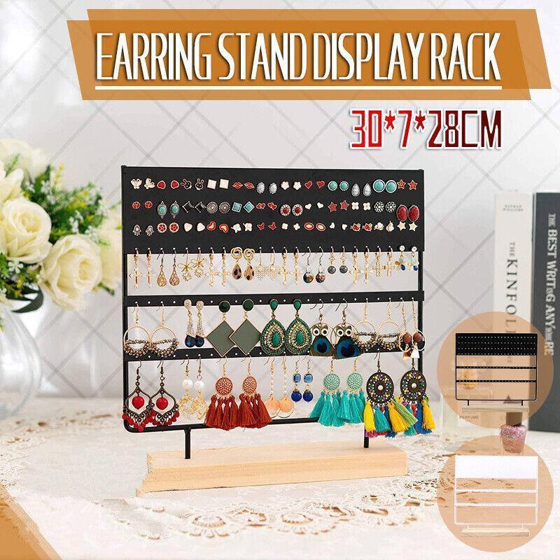 Earring Stand Display Rack 3-Tier Ear Stud Holder Jewelry Organizer 144 Holes - Black