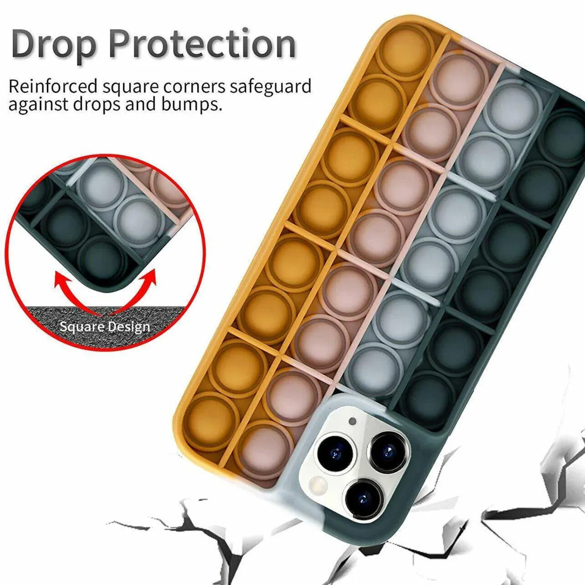 Rainbow Pop Fidget Toys Push It Bubble Phone Case For iPhone 7 8 Plus X XR 11 12 Pro Max - iPhone 13ProMAX