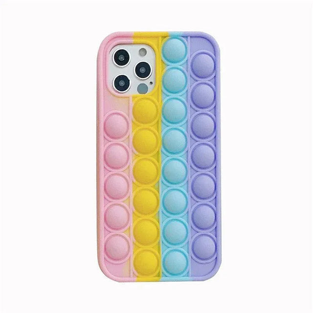 Rainbow Pop Fidget Toys Push It Bubble Phone Case For iPhone 7 8 Plus X XR 11 12 Pro Max - iPhone 7Plus/8Plus