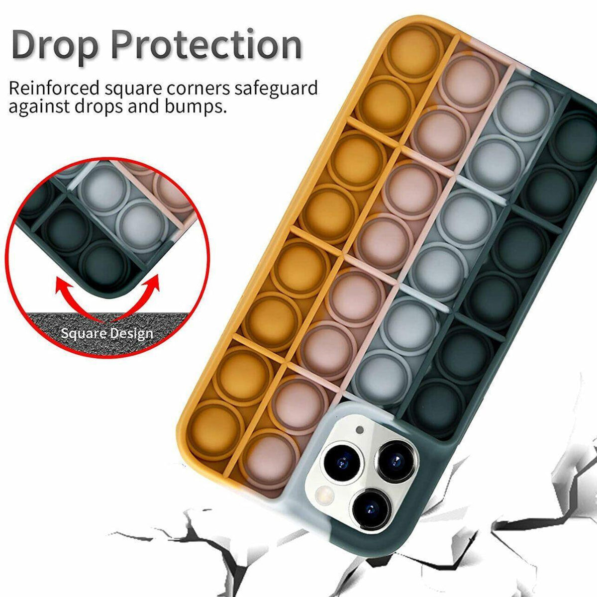 Rainbow Pop Fidget Toys Push It Bubble Phone Case For iPhone 7 8 Plus X XR 11 12 Pro Max - iPhone XS MAX