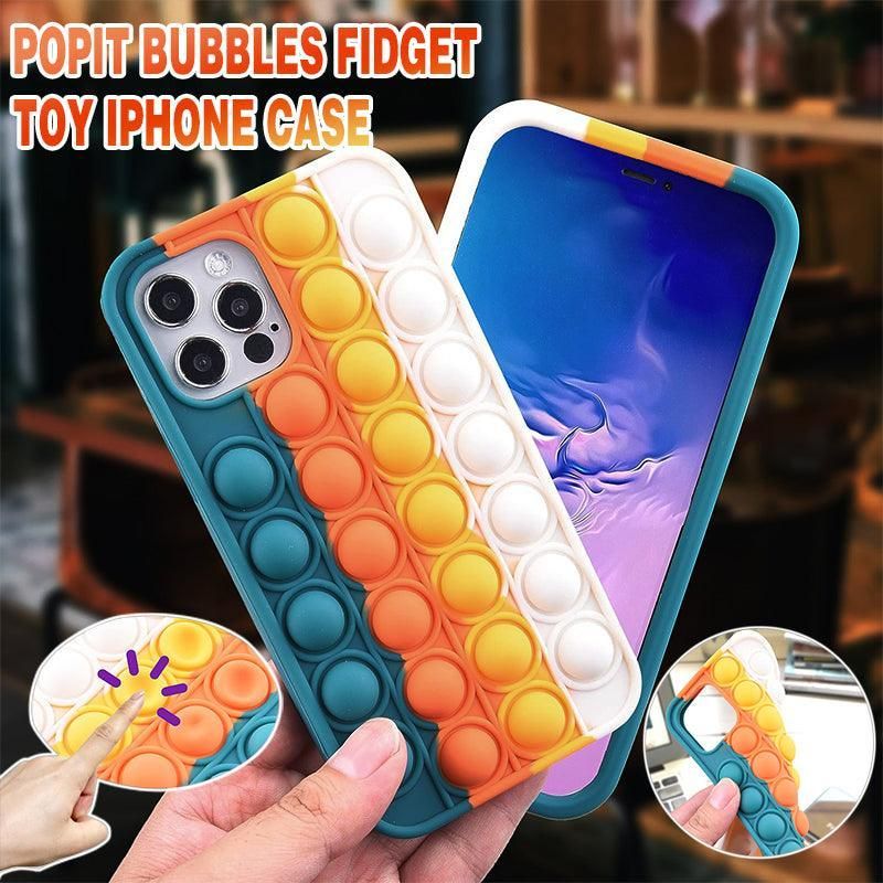 Blue-White Pop Fidget Toys Push It Bubble Phone Case For Iphone - iPhone 13ProMAX
