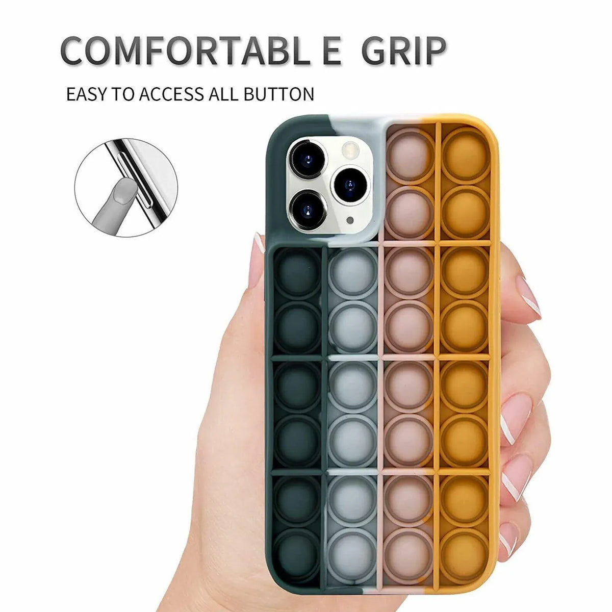 Blue-White Pop Fidget Toys Push It Bubble Phone Case For Iphone - iPhone 13ProMAX