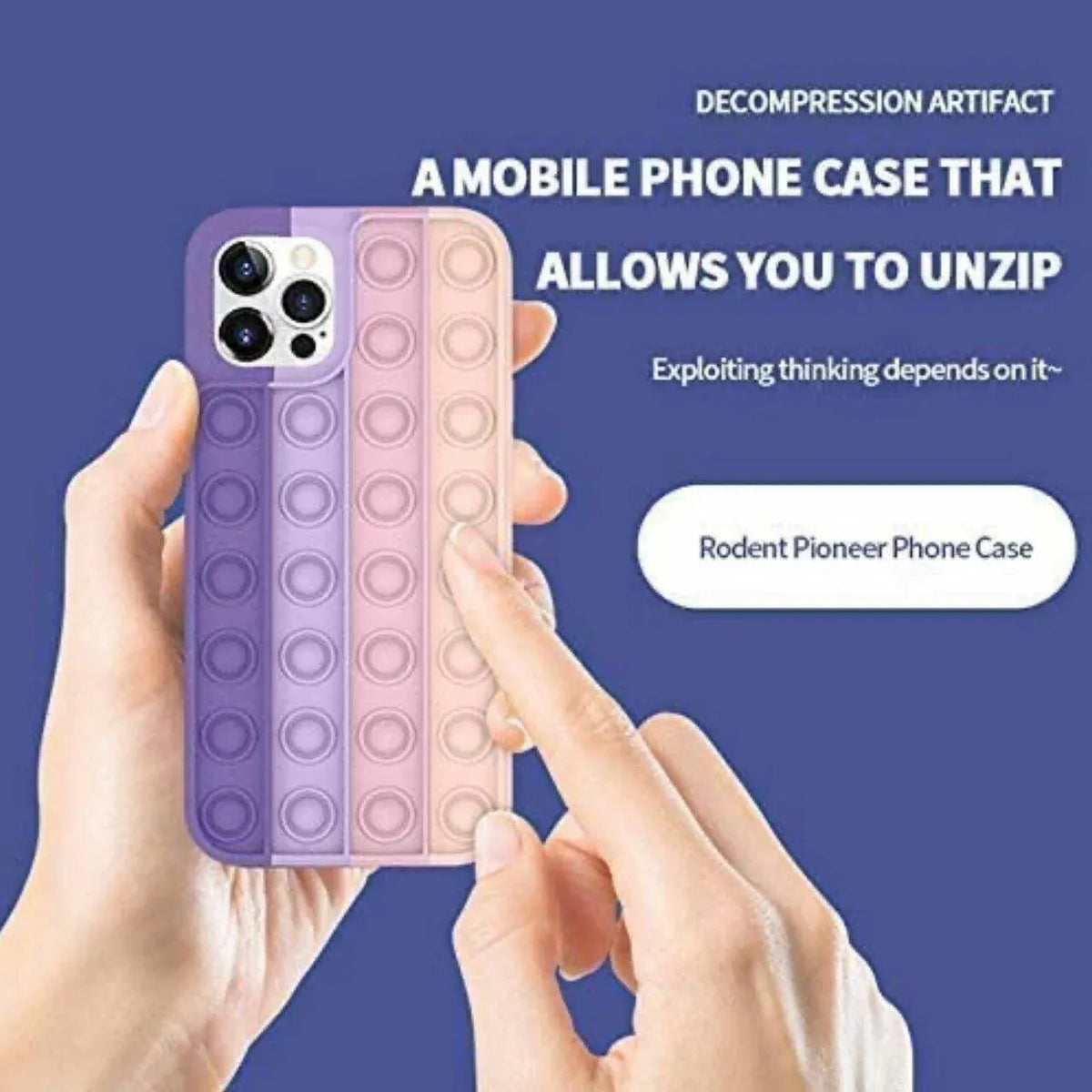 Blue-White Pop Fidget Toys Push It Bubble Phone Case For Iphone - iPhone 13ProMAX