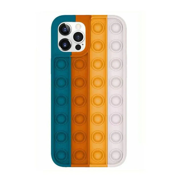 Blue-White Pop Fidget Toys Push It Bubble Phone Case For Iphone - iPhone X/XS