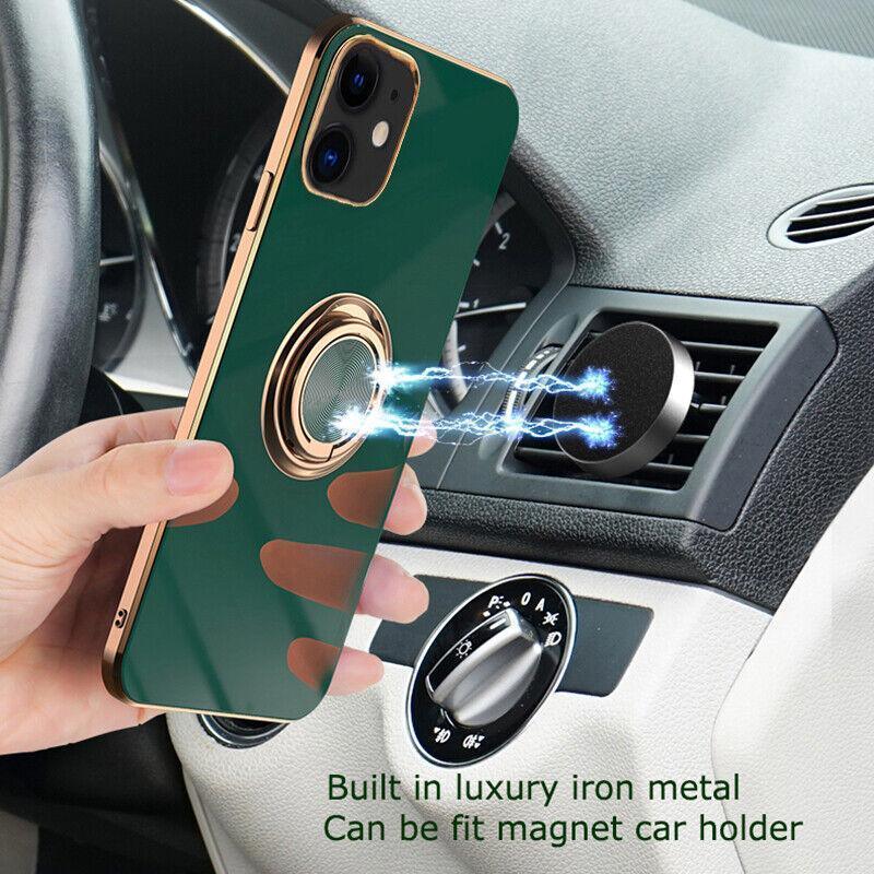 Light Purple Luxury Shockproof Silicone Ring Case Stand Cover for iPhone 14 13 12 Pro Max - iPhone XR
