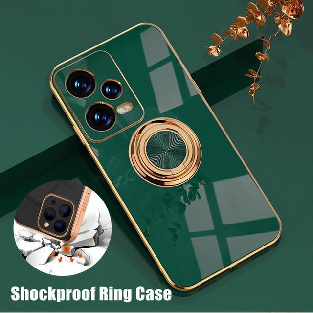 Dark Green Luxury Shockproof Silicone Ring Case Stand Cover for iPhone 14 13 12 Pro Max - iPhone 14 Plus