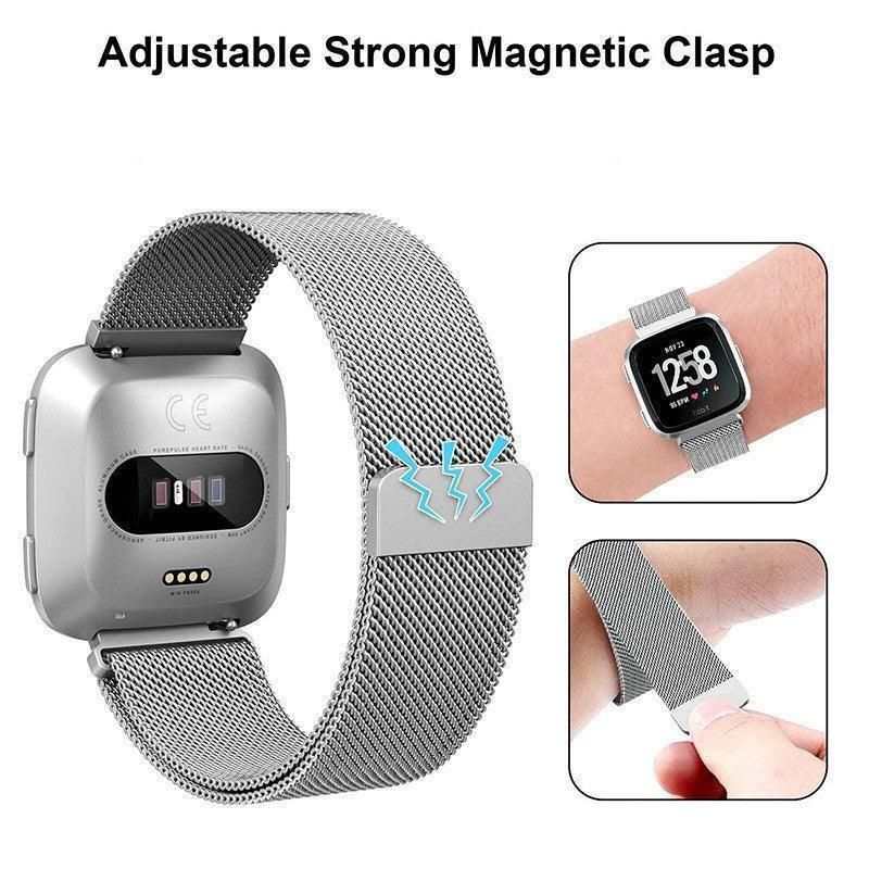 For Fitbit Versa 2 Lite Watch Band Strap Sports Metal Wristband Replacement Large - Silver Versa/Versa 2/Lite