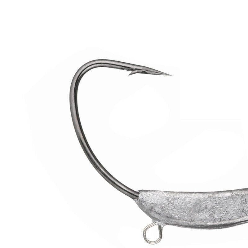 Weedless Jighead Hook Swimbait Worm Fishing Lure Wide Gap Single Barbed Spinner - 3/0#