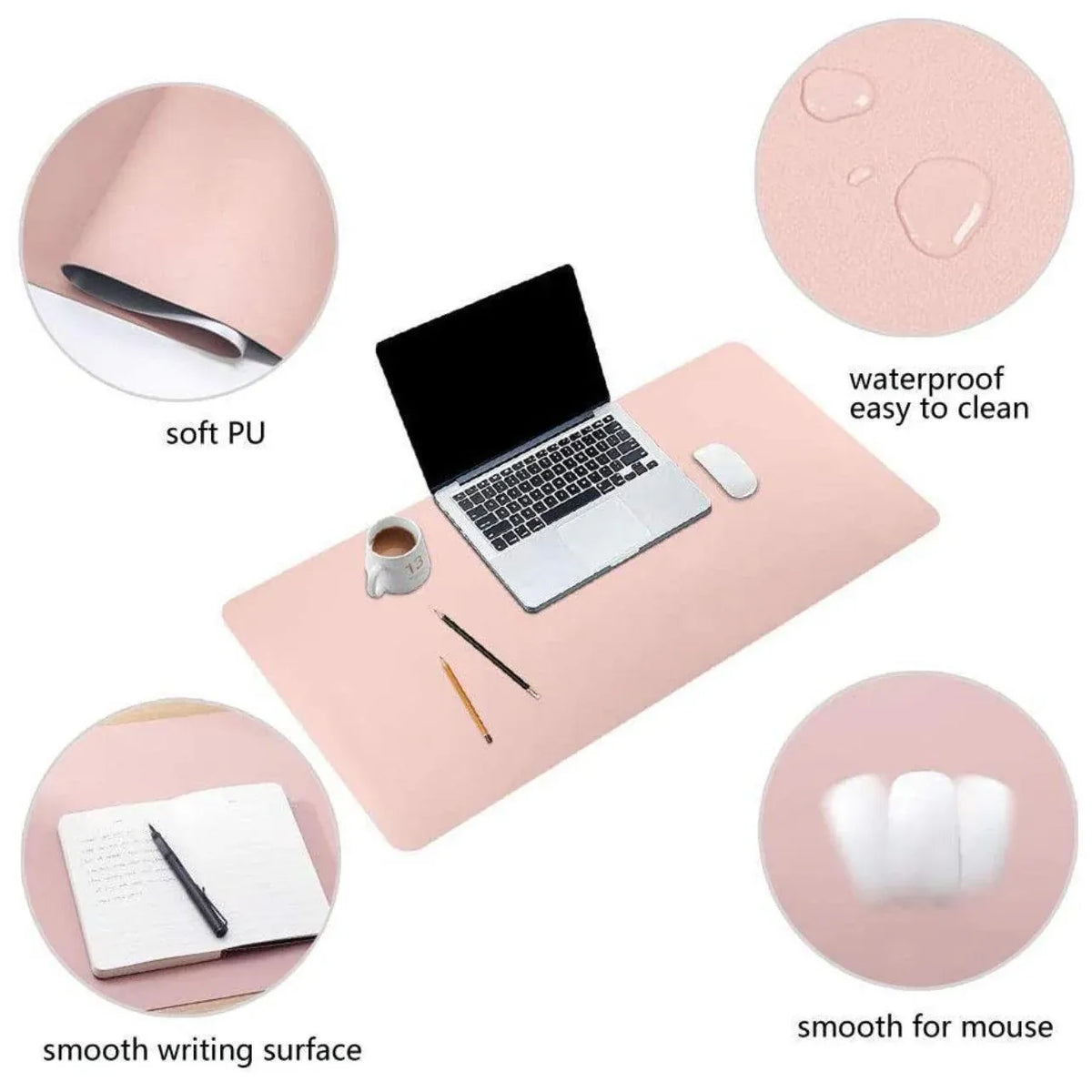 Large Leather Gaming Mouse Pad Waterproof Desk Keyboard Mat 120 x 60cm - Grey