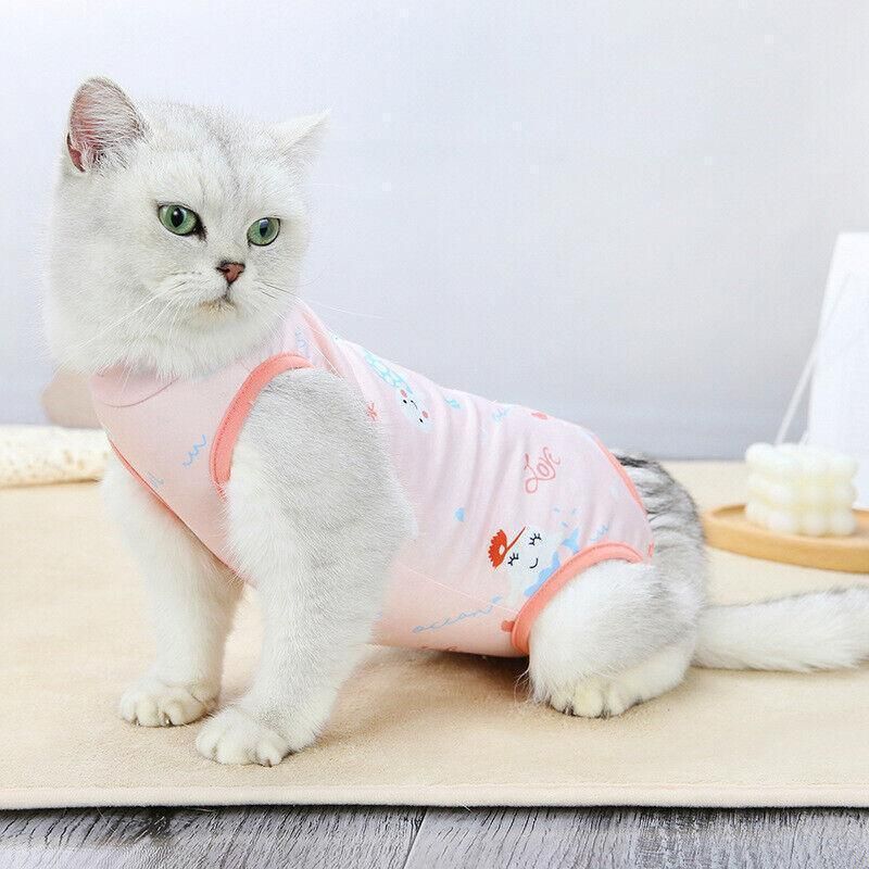 Pet Cat Postoperative Recovery Suit Pet Surgery Clothing Sterilization Weaning Pink - L(Bust: 44cm Length: 34cm)