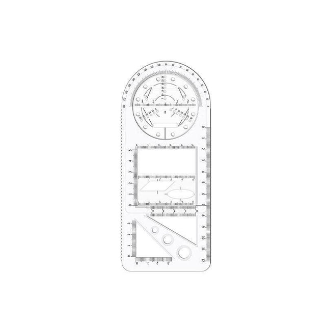 Multifunctional Geometric Ruler Student Mathematics Drawing Tools School Office - Clear-Primary School