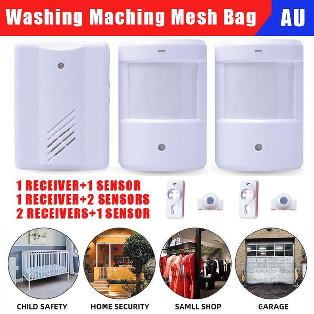 Restaurant Shop Door Entry Wireless Pir Motion Sensor Door Chime Door Bell Alarm - 2 Receivers+1 Sensor